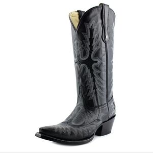 Corral Women's 9.5 Picasso Black Full Stitch Snip Toe Cowgirl Boots Western